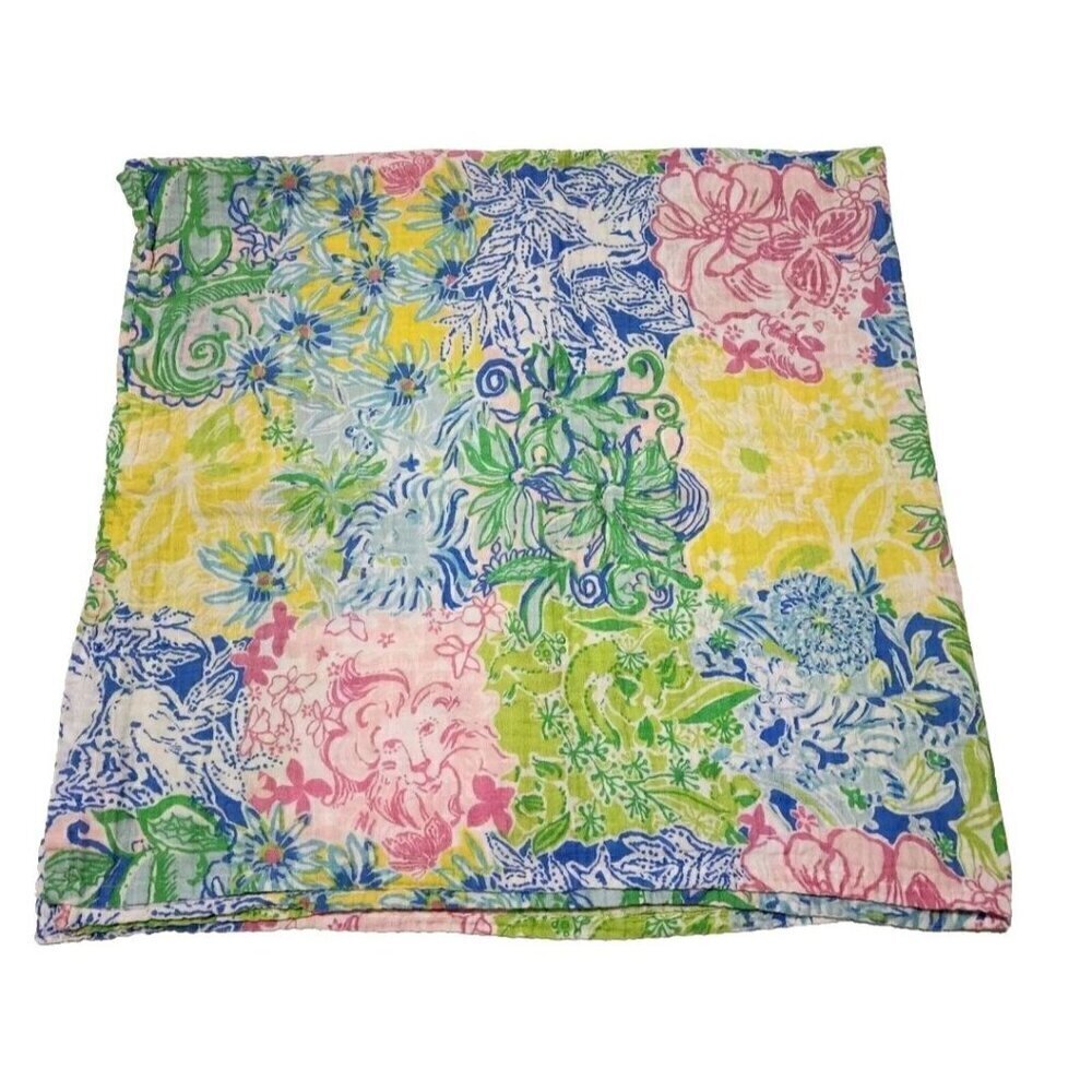 Lilly Pulitzer and Pottery Barn collab baby girl swaddle blanket Flowers Lion